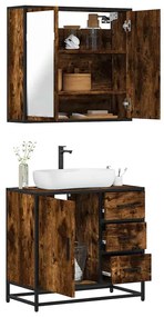 vidaXL 2 pcs conj. móveis casa de banho derivados madeira cor fumado