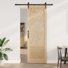 vidaXL Porta Deslizante com Conjunto de Ferragens 'ORKDAL'Madeira Sólida de Pinheiro