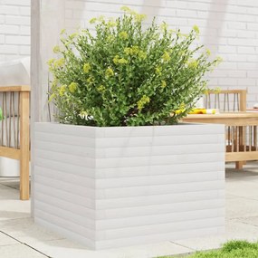 vidaXL Vaso/floreira de jardim 60x60x45,5 cm pinho maciço branco