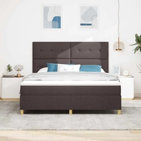 Camas Box Spring com Colchão e LED Castanho Escuro 180x200 cm Tecido