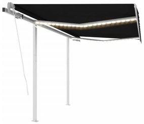 vidaXL Toldo automático LED e sensor de vento 3,5x2,5 m antracite