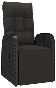 7 pcs conjunto de jantar p/ jardim c/ almofadões vime PE preto