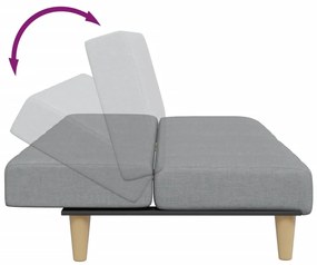 Sofá-cama de 2 lugares c/ apoio de pés tecido cinzento-claro