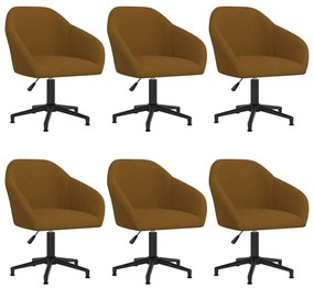 vidaXL Cadeiras de jantar giratórias 6 pcs veludo castanho