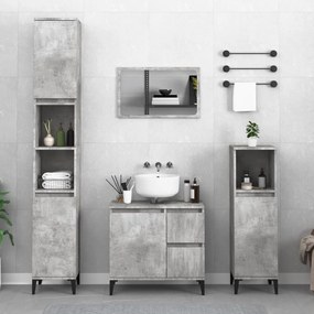 vidaXL Armário WC 30x30x190 cm derivados de madeira cinzento cimento