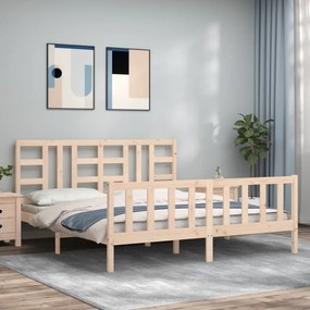 vidaXL Estrutura de cama com cabeceira 180x200 cm madeira maciça