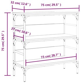 Mesa consola 75x32x75 cm derivados madeira carvalho castanho