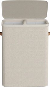 Cesto da roupa suja, 170 L com 2 compartimentos 56 x 40 x 75 cm bege cappuccino