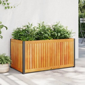 Vaso/floreira de jardim 85x45x44 cm acácia maciça e aço