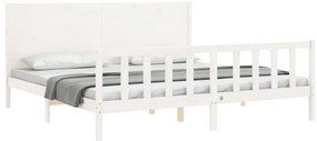 Cama sem colchão 200x200 cm madeira de pinho maciça branco