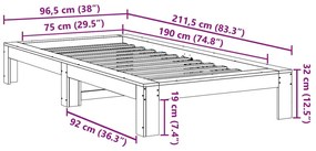 Cama sem colchão 75x190 cm madeira de pinho maciça