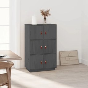 820174 vidaXL Aparador alto 67x40x108,5 cm pinho maciço cinza