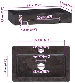 Lavatório de parede 38x24x6,5 cm mármore preto