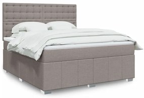 vidaXL Cama com molas/colchão 180x200 cm tecido castanho-acinzentado