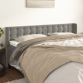 Cabeceira de cama c/ abas veludo 183x16x78/88 cm cinzento-claro