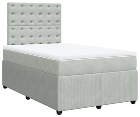 Cama boxspring com colchão 120x190 cm veludo cinzento-claro