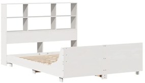 Cama sem colchão 140x190 cm madeira de pinho maciça branco