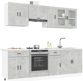 8 peças armário de cozinha conjunto Kalmar cinzento cimento
