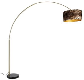 Candeeiro de arco moderno em latão com base em mármore preto e abajur de leopardo 50 cm - XXL Clássico / Antigo