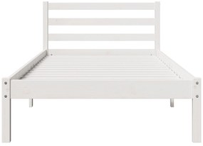 Estrutura de Cama com Cabeceira Branca 80x210 cm Madeira Maciça de Pin