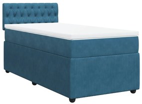 Cama boxspring com colchão 90x190 cm veludo azul