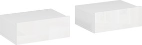 HOMCOM Conjunto de 2 Mesas de Cabeceira com 1 Gaveta Desenho Montado na Parede Estilo Moderno para Dormitório 40x30x15 cm Branco | Aosom Portugal