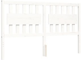 Estrutura de cama King Size com cabeceira madeira maciça branco