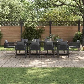 Conjunto de Jantar de Jardim com 15 Peças e Almofadas em Aço e Rattan
