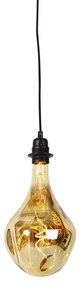 Candeeiro de suspensão preto regulável com LED espelho dourado regulável - Cava Luxe Moderno