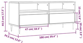 Móvel p/ TV 100x34,5x44,5 cm derivados madeira branco brilhante