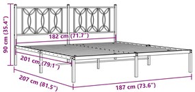 Estrutura de cama com cabeceira 180x200 cm metal branco