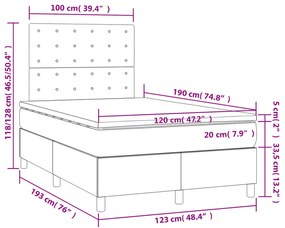 Cama boxspring com colchão 120x190 cm couro artificial cinzento