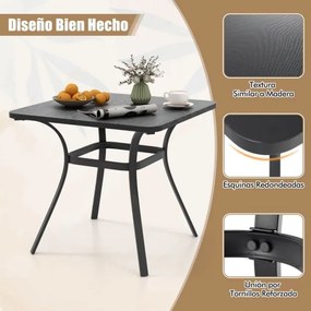 Mesa de metal Jardim quadrada de 80 cm com 4 pernas curvas Mesa de exterior resistente para 4 pessoas Cinzento