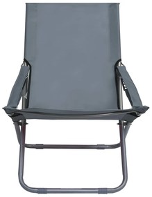 Cadeiras de praia dobráveis 2 pcs tecido cinzento