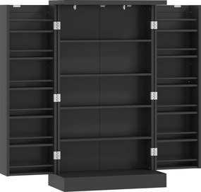 HOMCOM Armário de Cozinha com 5 Prateleiras Centrais e 2 Prateleiras Laterais de 6 Níveis, em MDF, 60x30x104 cm, Preto | Aosom Portugal