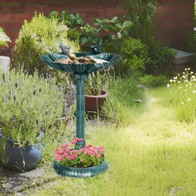 Bebedouro antigo para pássaros com 81 cm, com base em forma de Floreira, comedouro e bacia para pássaros com pé, em bronze verde