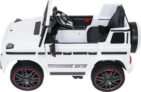 Carro elétrico para Crianças 2 a 5 anos 12V Mercedes G63 AMG LIFT Rodas de espuma EVA, assento Couro ecológico Branco