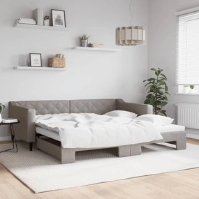 vidaXL Sofá-cama com gavetão 100x200 cm tecido cinzento-acastanhado