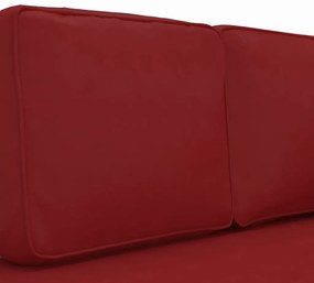 Chaise longue + almofadões/rolo couro artificial vermelho tinto