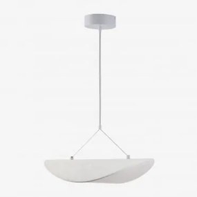 Lâmpada De Teto Pendente Led Em Tecido Zelvon Branco & ↔︎ 40 Cm - Sklum