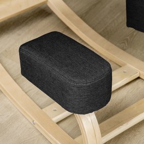 Cadeira Ergonómica para Joelhos com Almofadas e Estrutura em Madeira, Preto