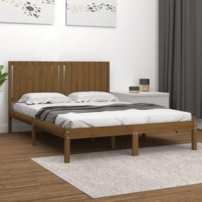 vidaXL Estrutura de cama 160x200 cm madeira pinho maciço castanho mel