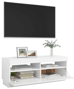 Móvel de TV com luzes LED 100x35x40 cm branco