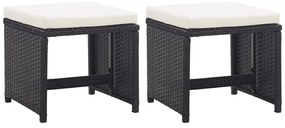 Bancos de jardim 2 pcs com almofadões em vime PE preto
