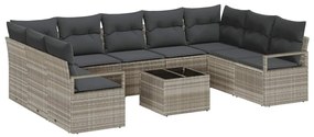 Conjunto de Sofá de Jardim de 10 Peças com Almofadas em Rattan Sintéti