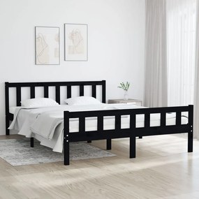vidaXL Estrutura de cama 140x200 cm madeira maciça preto