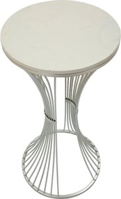 Mesa Funnel - Metal Prata e Topo de Mármore - Ø 40 cm x 79 cm"