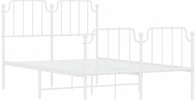 Estrutura de cama com cabeceira e pés 120x190 cm metal branco