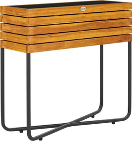 Outsunny Jardineira Elevada em Madeira de Acácia 62x22,5x61 cm com Drenagem Efeito Madeira Natural | Aosom Portugal