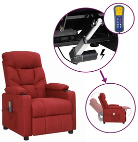 Poltrona elevatória de massagens tecido vermelho tinto